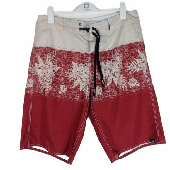 Palmwave Mens Board Shorts 21" Floral Two Toned Swimwear Mesh Pockets Size 34 - Picture 1 of 4